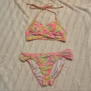 PINK Victoria’s Secret Criss Cross Floral Bikini Size Small